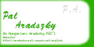 pal aradszky business card